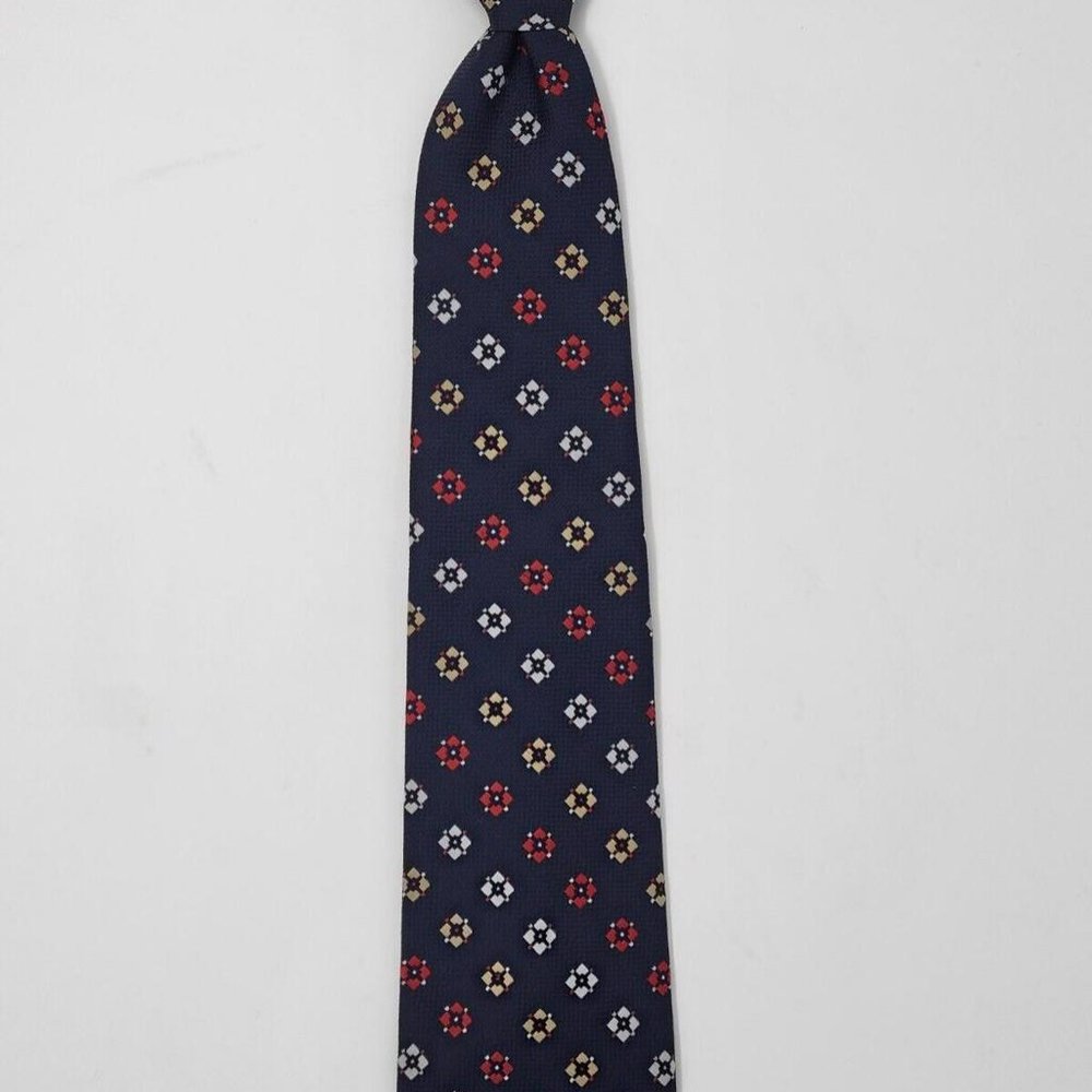 The Men's Shop JCPenny Geometric Blue Clip On Neck Tie 17.5" Polyester - Vintage